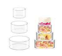 Inscrip Fillable Acrylic Cake Stand, Stackable Cake Stand, Pack of 3 Dessert Display Box, Transparent Cupcake Stands for Birthdays, Weddings and Holiday Parties (Clear Without Lid)