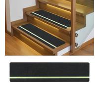 Inscrip Non-Slip Stair Mats, Non-Slip Tape Glow in the Dark for Stairs, Non-Slip Traction Steps with Reflective Strips, Matte Non-Slip Tape, Pack of 15 (Black Green)