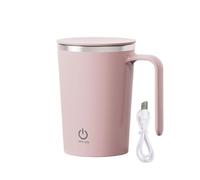 Inscrip Self-Stirring Cup, 400 ml, Rechargeable, Automatic Stirring Coffee Mug, Stainless Steel Electric Magnetic Mixing Cup with Lid for Coffee, Tea, Milk, Cocoa (Pink)