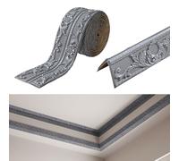 Inscrip Wallpaper Borders Self Adhesive, 10cmx5Mx8mm Skirting Board Trim, Peel and Stick Wall Border Trim, Skirting Board Covers, 3D Anti-Collision Line Border Roll Wall Trim (Grey)