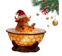 INSDHCCHD Christmas Highland Cow Bubble Bath Reading Lamp,Cute Bathtub Night Lights Decor, 3D Animal Table, for Book Lover Party Gift(1pcs)
