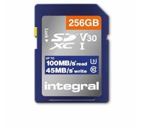 Integral Insdx256G-100V30 256Gb Sd Card Sdxc Uhs-1 U3 Cl10 V30 Up To 100Mbs Read 45Mbs Write Memory Card Uhs-I