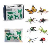 Insect & Animal Slot-Assembly Toys, Realistic Plastic Bug Figures Set, DIY 3D Puzzle Model Set, Educational Bug and Animal Building Kit, Educational Fake Insects and Bugs Playset for Learning (C)