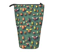 Insect Atlas Expandable Stand Pencil Pouch, Multi-Design Oxford Fabric, Adjustable Height, Multi-Use Cosmetic Bag