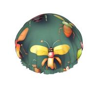 Insect Atlas Full Print Shower Cap for Women & Men - Reusable, Double Layer Waterproof, Durable, Breathable Bath Hair Cap