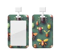 Insect Atlas Id Badge Holder with Lanyard-Vertical Card Protector Clear Abs Hard Shell, Retractable Reel for Work Office