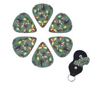 Insect Atlas Print Guitar Picks 6 Pack Guitar Plectrums with Pick Holders Bass Picks For Acoustic Guitar Bass Electric Ukulele Includes 0.46mm, 0.71mm, 0.96mm