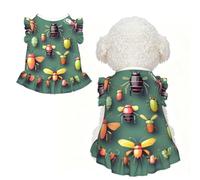 Insect Atlas Ruffle Dog Dress Frilly Sleeveless Breathable Summer Party for Small Dogs Cats XS