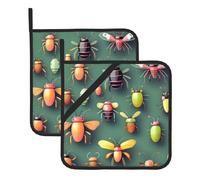 Insect Atlas Set Of 2 Pot Holders, Kitchen Potholder Set, 8 X 8 Inches, &Perfect For Everyday Baking And Cooking.