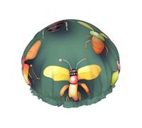 Insect Atlas Shower Cap for Women Men Double Layer Waterproof Bath Cap Elastic Reusable Shower Hat Bath Hair Wrap Hat Washable Shower Bonnet for Long Hair, Braids Color384
