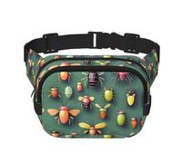Insect Atlas Square Double Layer Waist Bag Belt - Unisex Everywhere Fanny Pack Purse for Running, Travel, Hiking, Fitness, Black, One Size
