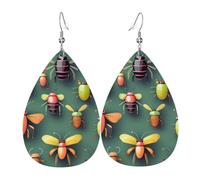Insect Atlas Teardrop Leather Earrings, Women'S Accessories, Versatile Earrings Suitable For Commuting And Travel.
