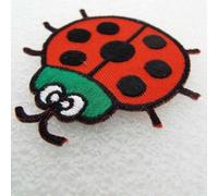 Insect Beetle Bug Motif Iron or Sew On Patch Flower Plant Garden 9 Designs 152D, Ladybird Green Head 60 by 55