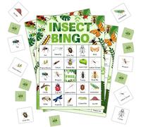 Insect Bingo Cards, Greenery Nature Bingo Cards for Adults, Bingo Games for Birthday Party Summer Outdoor Party Camping Party, 24 Players Party Activity Favor Decoration Supplies, 06