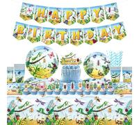 Insect Birthday Party Decoration, Bugs Party Accessories, Plates Cups Napkins Tablecloth Happy Birthday Banner Cake Toppers for Class Office Garden Reptile Baby Shower, Serve 20