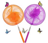 Insect Catcher Nets, Telescopic Pole Stainless Steel Fishing Nets Butterfly Nets Nature Research Toys for Kids Outdoor 2 Pack