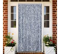 vidaXL Curtain - Polypropylene Chenille - Blue, White & Silver - 100x220 cm - Removable, Easy To Clean & Water-, Ideal for Home, Mobile Home or Caravan