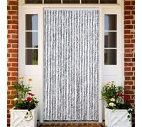 Vidaxl Insect Curtain White And Grey 90X220 Cm Chenille