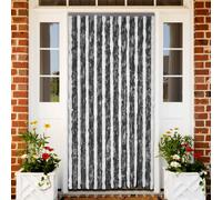 vidaXL Insect Curtain 90x220 cm - Adjustable Chenille Insect Protection for Door, Waterproof, Easy Clean, Grey and White