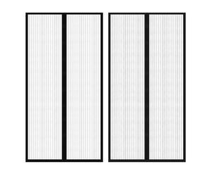 Insect Door Curtain Black 210x100cm Polyester Self-Closing Magnetic Set QuickFit