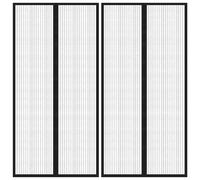 Insect Door Curtain Black 220x100 cm Polyester Magnetic Self-Closing Screen 2pc