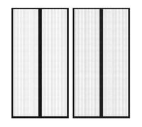 Insect Door Curtains with Magnet Blocks Windows Fly Screen Black 2 pcs vidaXL