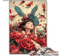 Insect Girl 1000 Pieces Jigsaw Puzzle For Adults Teens, Learning Educational Toys Family Games with Matching Poster And Trivia Sheet (26x38cm)