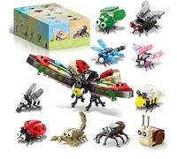 Insect Mini Creature Blocks Set, 318PCS 10-in-1 Create an Animal or a Big Dragonfly Model Toy, Insect Series Animal World STEM Toys, Easter Gifts, Party Favors, Holiday and Birthday Ideas