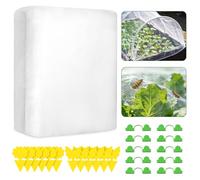Insect Netting for Vegetables 2x5M with 12 Sticky Traps & 10 Greenhouse Accessories, Reusable Garden Netting for Plants, Garden Netting for Veg Patch Fine Mesh for Vegetables and Fruit Trees