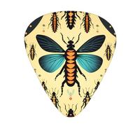 Insect Pattern Arrangements guitar pick set, 3 different thicknesses, 12 pieces for a variety of instruments