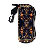 Insect Pattern Soft Glasses Case, Vintage Gothic Spider and Ant Design Safety Sunglasses Cases With Zipper Hook, Portable S, Navy Blue, 3x7 Inch
