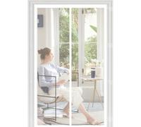 Insect Protection Door 93 x 272 cm with Powerful Magnets Automatically Closes and Magic Tape, Install Without, Keep Bugs Out, Screen Doors with Magnets for Patio Door, White