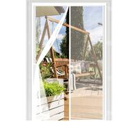 Insect Protection Door 98 x 182 cm with Powerful Magnets Automatically Closes and Magic Tape, Install Without, Keep Bugs Out, Heavy Duty Bug Mesh Curtain for Patio Door, White