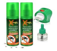 Insect Repellent Spray (2 Pack) & Plug-in Killer & Refill, 45 Nights Protection, Indoor/Travel Long-Lasting Mosquito Defence for Home, Bedroom, Office - Exclusive AG Total Health Bundle