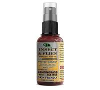 Insect Repellent with Lemongrass & Tea Tree Essential Oil Repellent Against Ants, Beetles, Fleas, Flies, Plant Lice, Moths, Snails and Spiders for Body Oil Deet Free (10ml Spray)