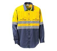 Insect Shield Men's Two-Color Lightweight Work Shirt with Hi-Visibility, Breathable with Built in Bug Protection, Yellow/Navy, 3XL