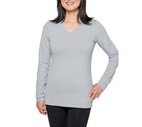 Insect Shield Women's UPF Dri-Balance Long Sleeve V-Neck T-Shirt, Platinum, Medium