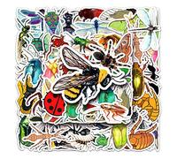 Insect Stickers for Kids(50 Pcs) Colorful Bug Dragonfly Party Supplies Waterproof Sticker Pack Scrapbook Door Table Window Computer Chair Water Bottle Vinyl Decorations