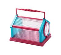 Insect Watching Cage for Outdoor Use, Breeding Cage for Silkworms, 20 x 15 x 13 cm, Insect Butterfly Cage, Portable, Breathable, Small Animal Cage (Blue + Pink)