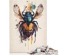 Insect Watercolor Puzzle 500 Piece Adult Jigsaw Puzzle Wood Puzzles For Family Fun & Game Night 500pcs (52x38cm)
