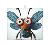Insect Wings Eyes Dish Drying Mat for Kitchen Counter Super Absorbent Microfiber Drainer Mats Large Size Dish Drying Pad Quick Drying Dish Rack Pad 18"x 16"
