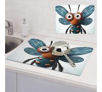 Insect Wings Eyes Dish Drying Mat for Kitchen Counter Super Absorbent Microfiber Drainer Mats Large Size Dish Drying Pad Quick Drying Dish Rack Pad 18"x 24"