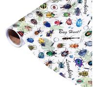 Insect Wrapping Paper Roll - 17Inch x16.4Feet - Beetle Bugs&Leaves Colorful Gift Wrap for Nature Parties,Birthdays,Celebrations