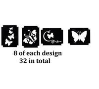 Insects Animals and Birds Tattoo Glitter Stencils Collection (Butterfly Tattoo Stencils)