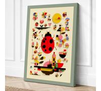 Insects in Primary Colour Canvas Wall Art Print 30x20 Inch (76 x 51 cm)