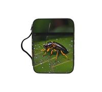 Insects on leaves Bible Study Tote Bag with Handles-Water-Resistant Organizer for Church Travel, Pen Holder Tablet Pocket Journal Cover Case