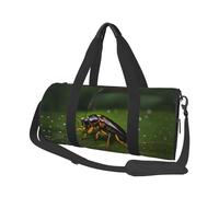 Insects on leaves Canvas travel bag, large capacity, can be carried on the shoulder