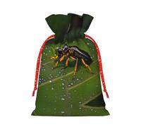 Insects on leaves Christmas Gift Bags, Festive Gift Wrapping Bags, Cute Burlap Candy Bags, for Merry Celebrations Party