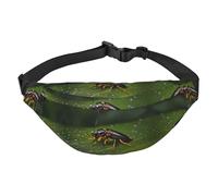 Insects on leaves Large Fashion Crossbody Waist Bag, Travel Casual Boys Waist Bag, Suitable for Sports, Running, Cycling, Traveling, Fishing