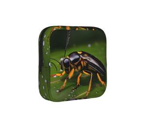 Insects on Leaves Period Proof Storage Bag-Feminine Hygiene Travel Case for Sanitary Pads, Discreet Mensural Pouch for Purse Office